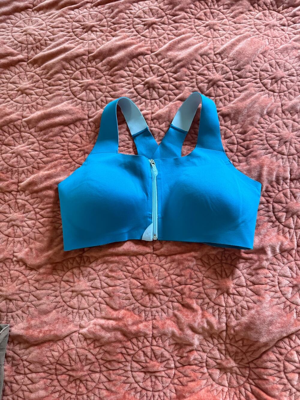 Brooks Dare Zip Run Bra Blue High Impact Sports Bra 34 C/D